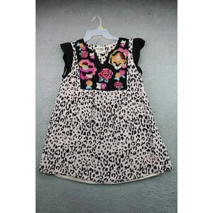 Savanna Jane Leopard Print Mini Dress with Vibrant Floral Embroidery